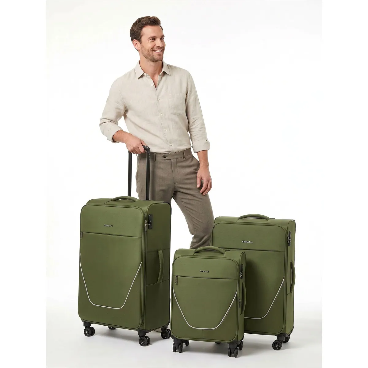 Stratic Trolleyset taska, 3-teilig, 4 Rollen, strapazierfähiges Polyester 2