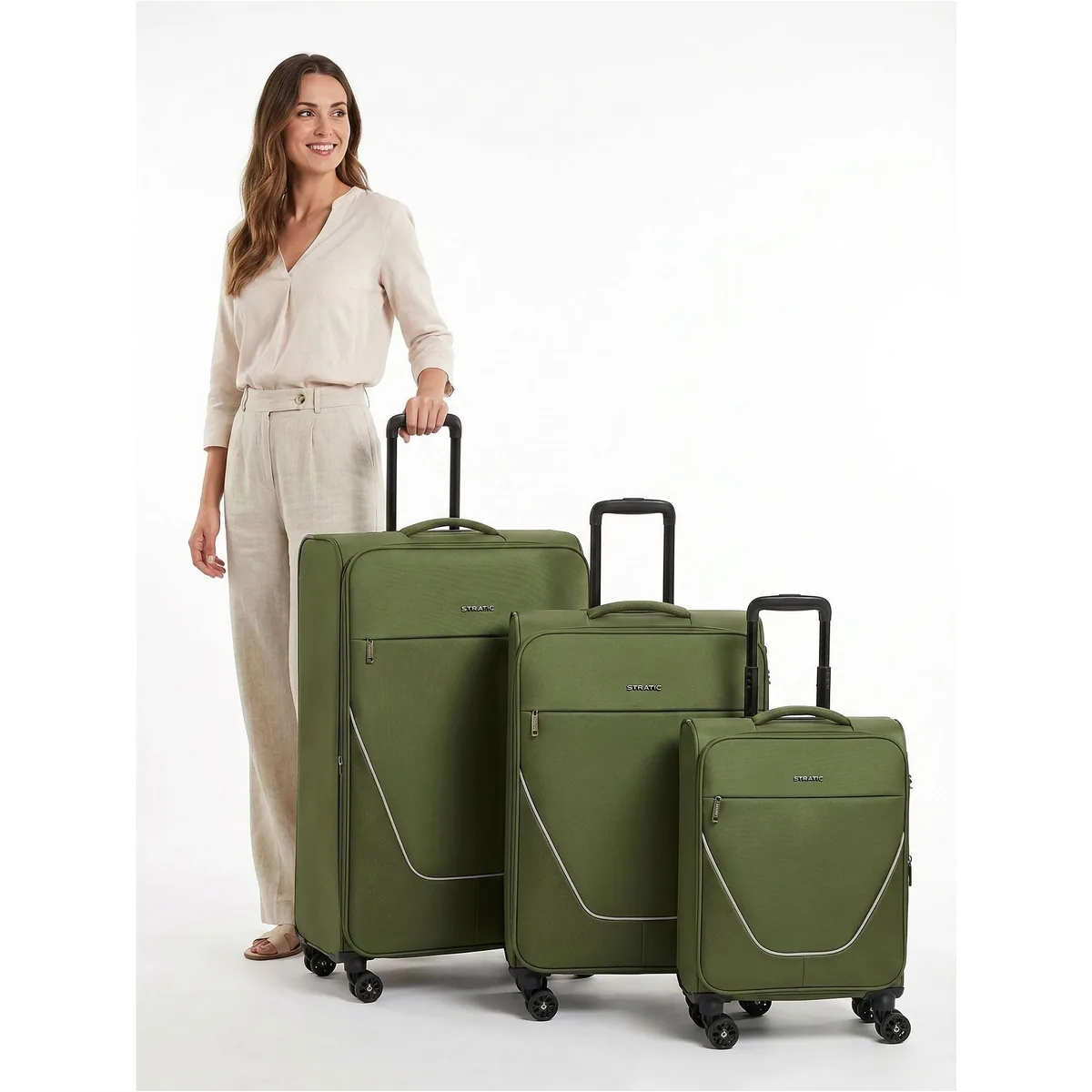 Stratic Trolleyset taska, 3-teilig, 4 Rollen, strapazierfähiges Polyester 3