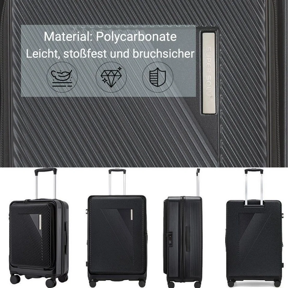 Super Solu Zürich-Series Kofferset, 3-tlg., erweiterbar, 100% PC, 4 leise Rollen 2