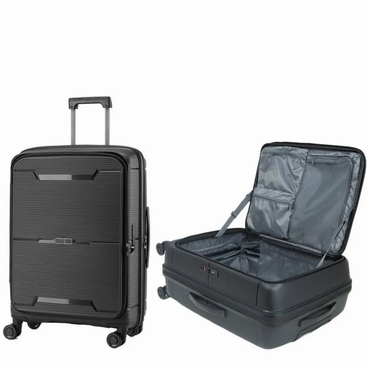 Super Solu Hartschalen-Trolley L 24 Zoll, erweiterbar, 360° Doppelrollen, TSA-Zahlenschloss