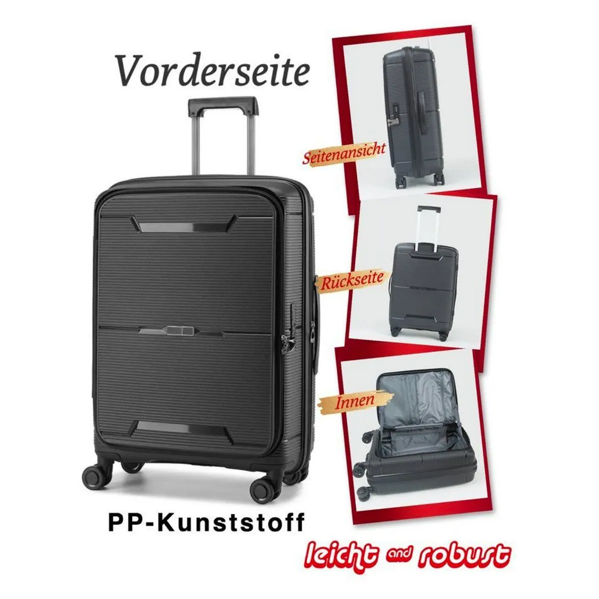 Super Solu Hartschalen-Trolley L 24 Zoll, erweiterbar, 360° Doppelrollen, TSA-Zahlenschloss 3