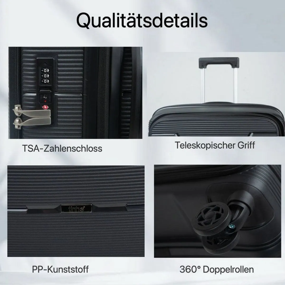 Super Solu Hartschalen-Trolley L 24 Zoll, erweiterbar, 360° Doppelrollen, TSA-Zahlenschloss 4