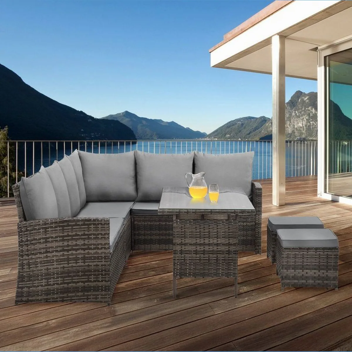 SVITA MONROE Loungeset, 4-teilig, Poly-Rattan, für Garten und Terrasse 3