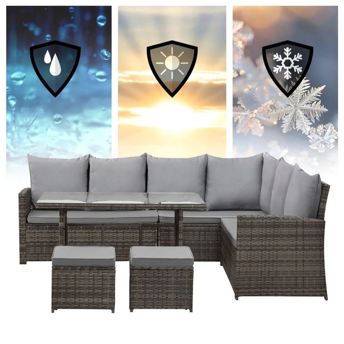 SVITA MONROE Loungeset, 4-teilig, Poly-Rattan, für Garten und Terrasse 4