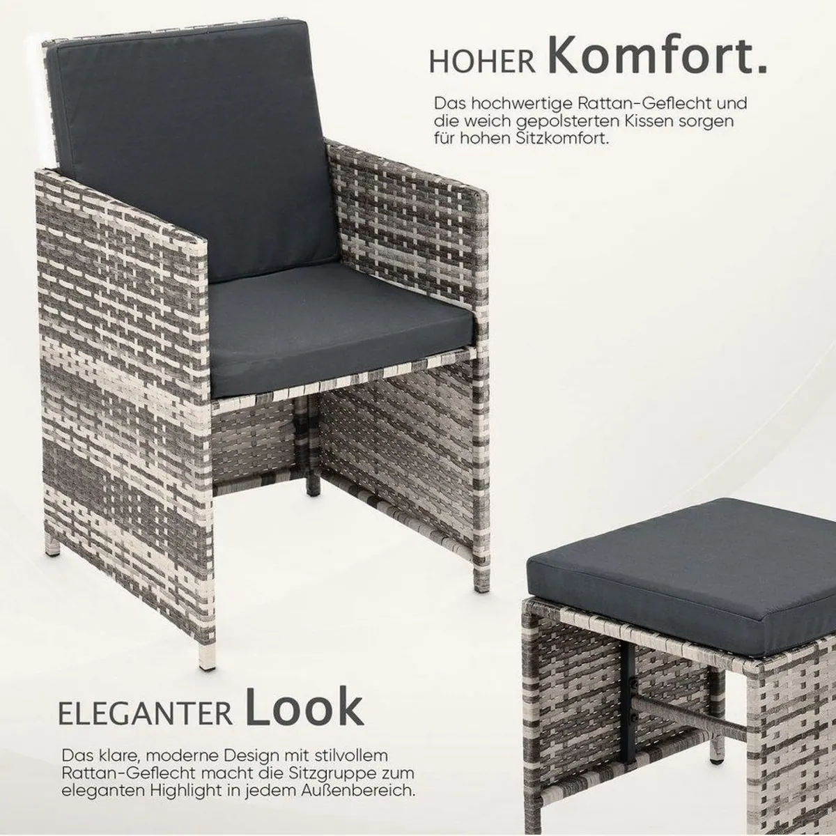 Swing&Harmonie Vegas Garten-Essgruppe, elegantes Polyrattan-Design, inklusive Kissen und Abdeckcover 3