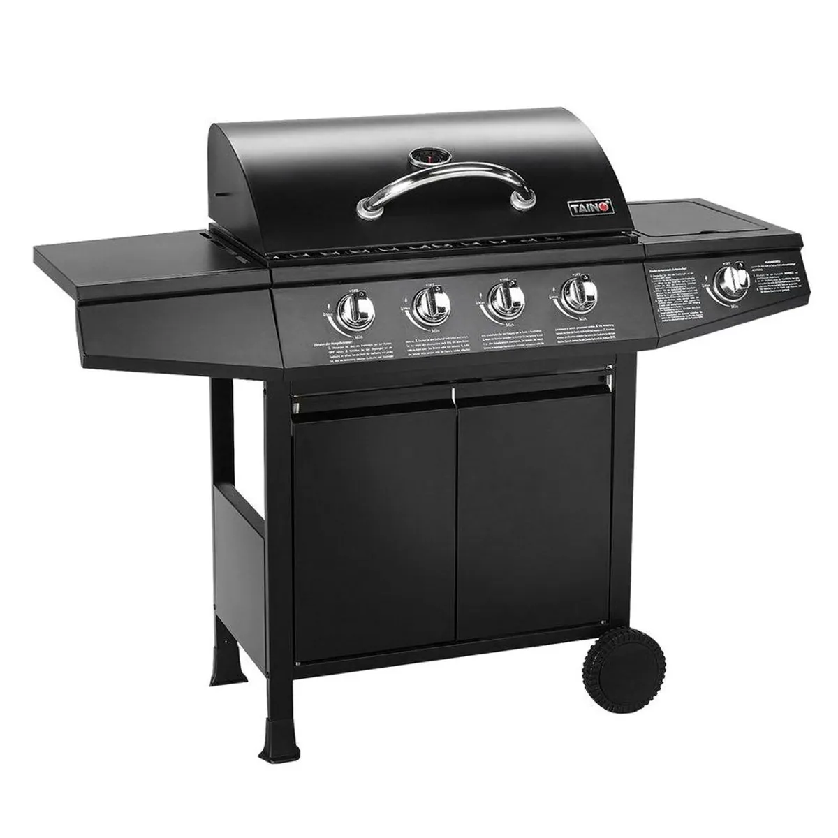 TAINO BASIC 4+1 Gasgrill, Piezozündung, Edelstahl-Brenner, praktische Ablagemöglichkeiten