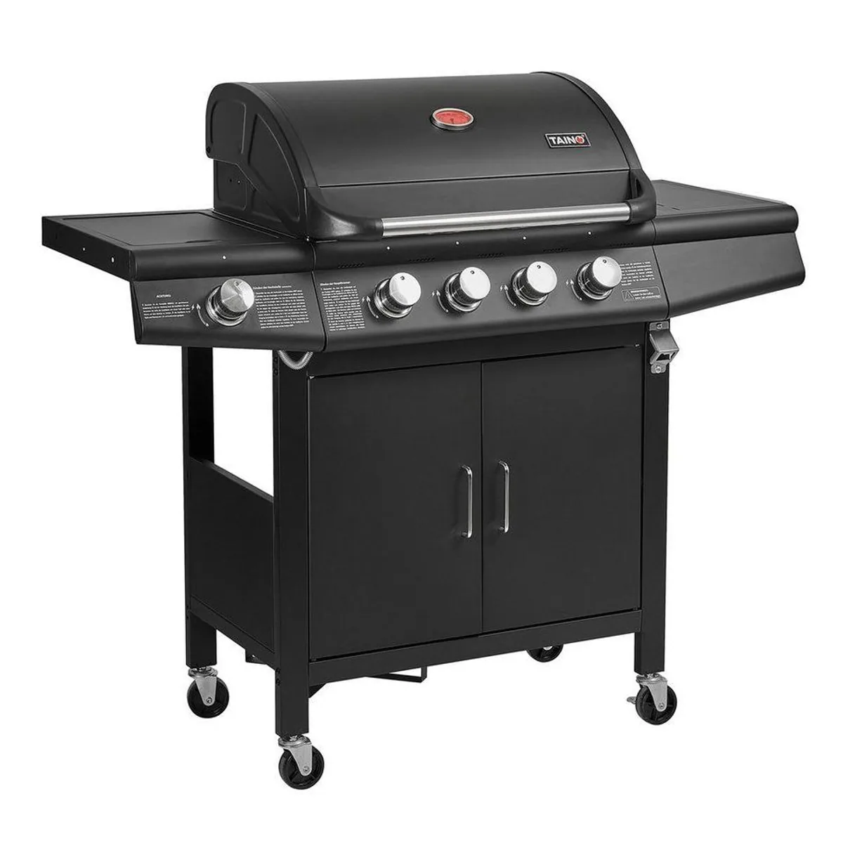 TAINO RED 4+1 Gasgrill, 4 Edelstahlbrenner, Piezozündung, Grillspieß-Auflage