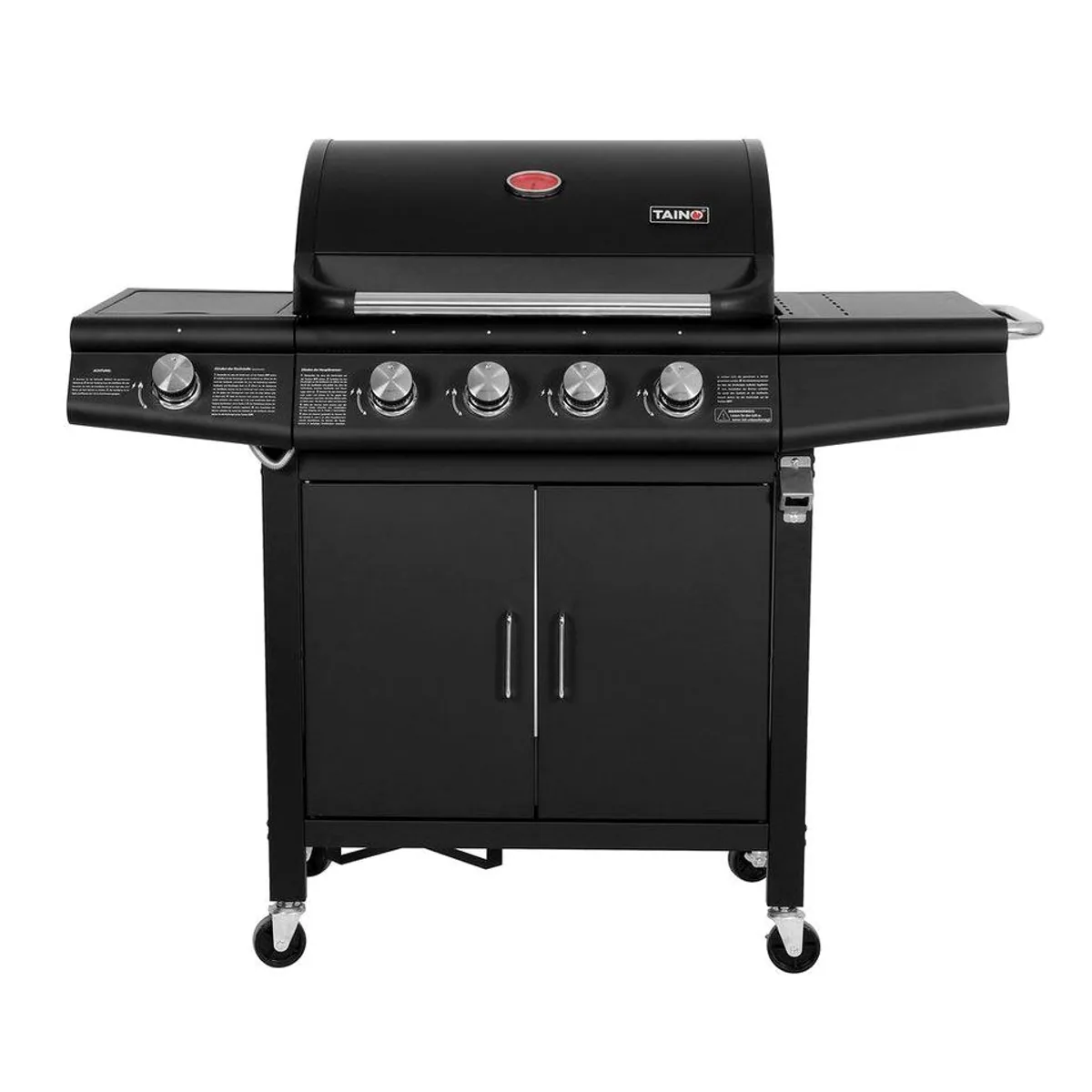 TAINO RED 4+1 Gasgrill, 4 Edelstahlbrenner, Piezozündung, Grillspieß-Auflage 4