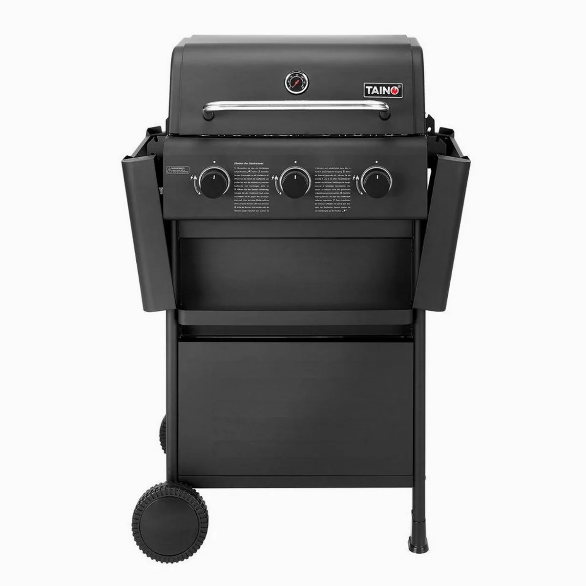 TAINO COMPACT 3+0 Gasgrill, 3 Edelstahlbrenner, klappbare Ablagen 3