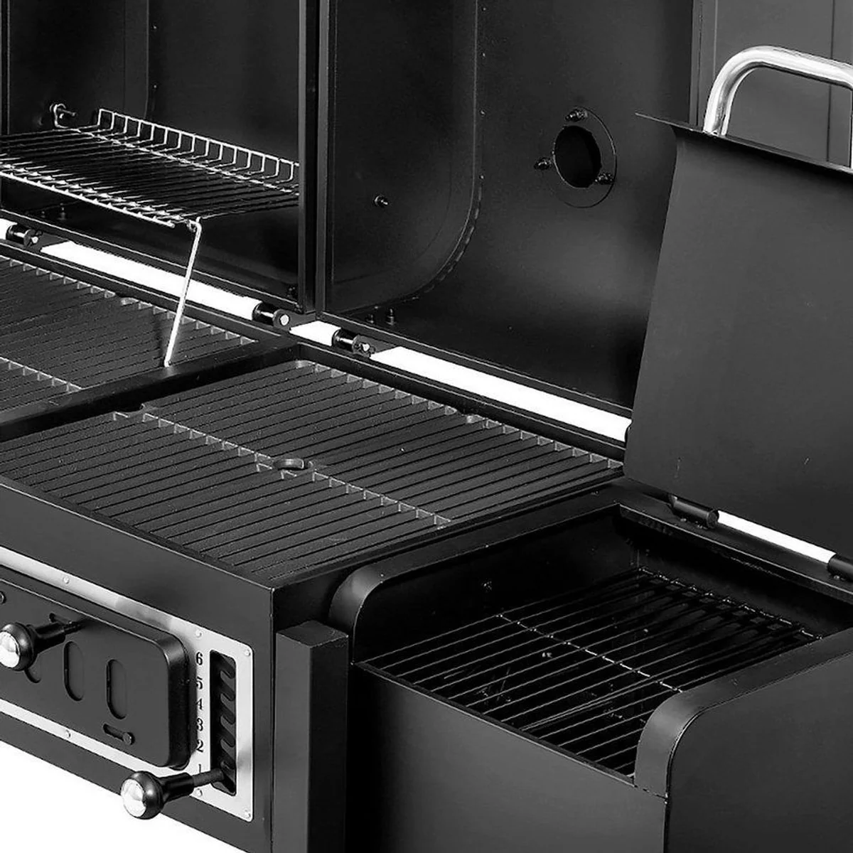 TAINO HERO DUO Holzkohlegrill, höhenverstellbarer Kohlerost, klappbarer Seitentisch, 2in1 Gas & Kohle 3