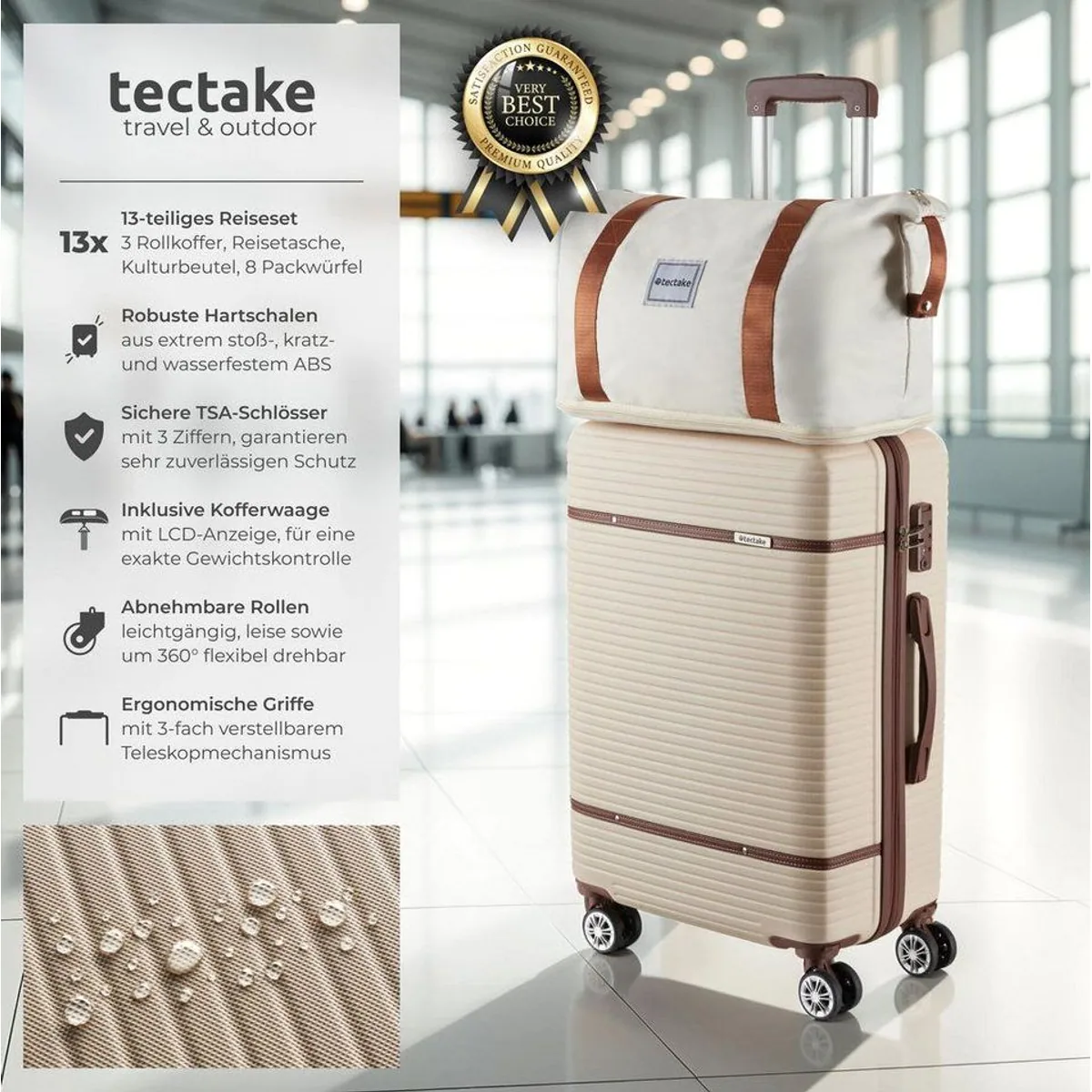 tectake Reisekofferset Madison, 13-teilig, inkl. Kofferwaage, TSA-Schloss, 360° Rollen 2