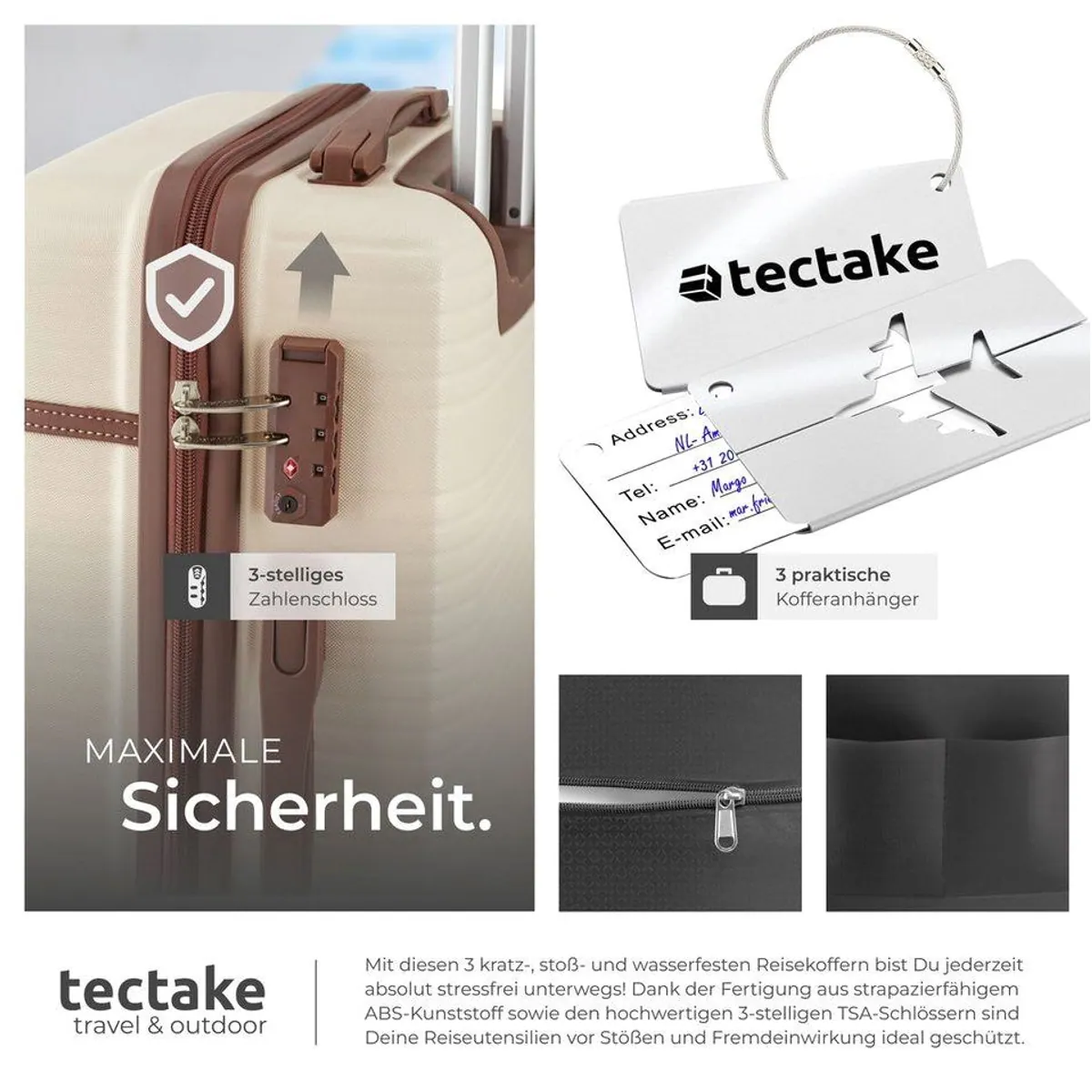tectake Reisekofferset Madison, 13-teilig, inkl. Kofferwaage, TSA-Schloss, 360° Rollen 5