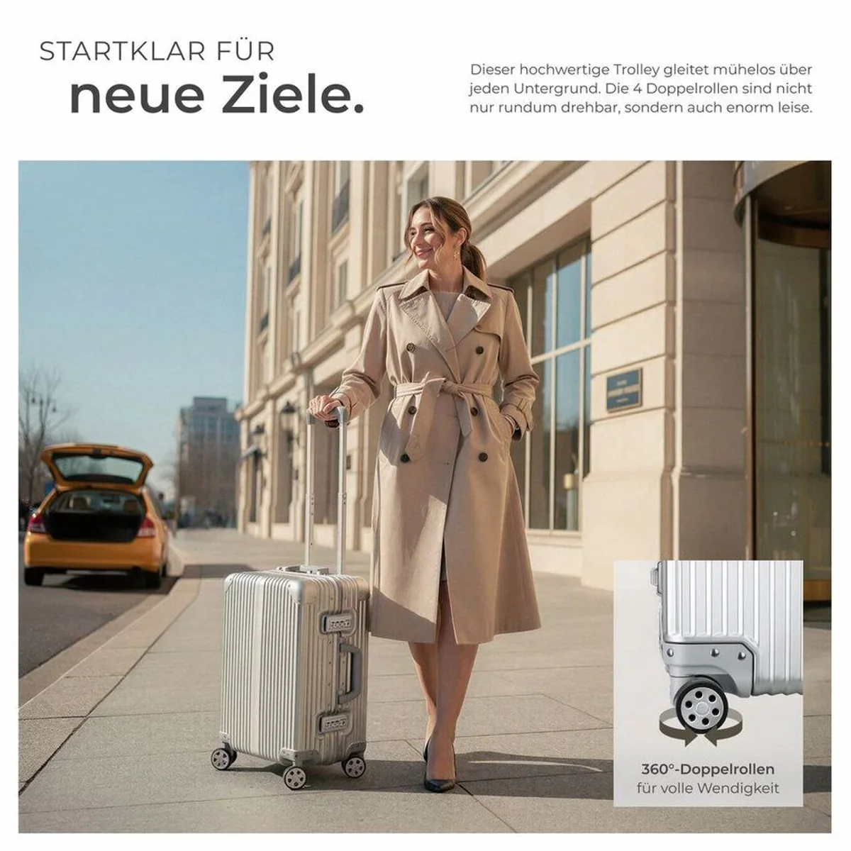 tectake Bordtrolley Airway, gängige Handgepäckgröße, 4 drehbare Rollen, TSA-Sicherheitsschlösser 3