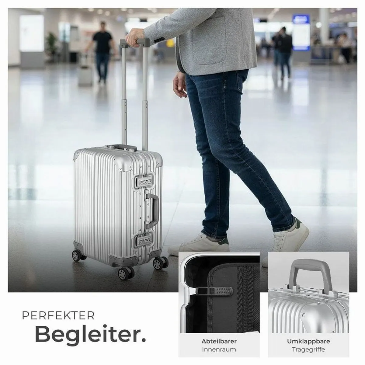 tectake Bordtrolley Airway, gängige Handgepäckgröße, 4 drehbare Rollen, TSA-Sicherheitsschlösser 4