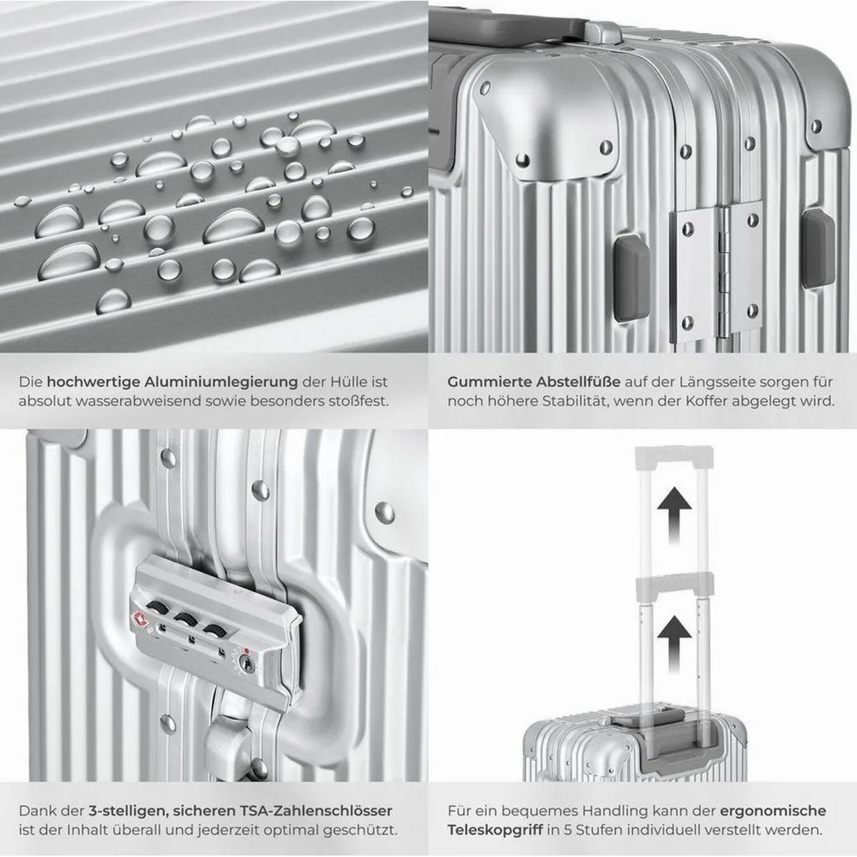 tectake Bordtrolley Airway, gängige Handgepäckgröße, 4 drehbare Rollen, TSA-Sicherheitsschlösser 5