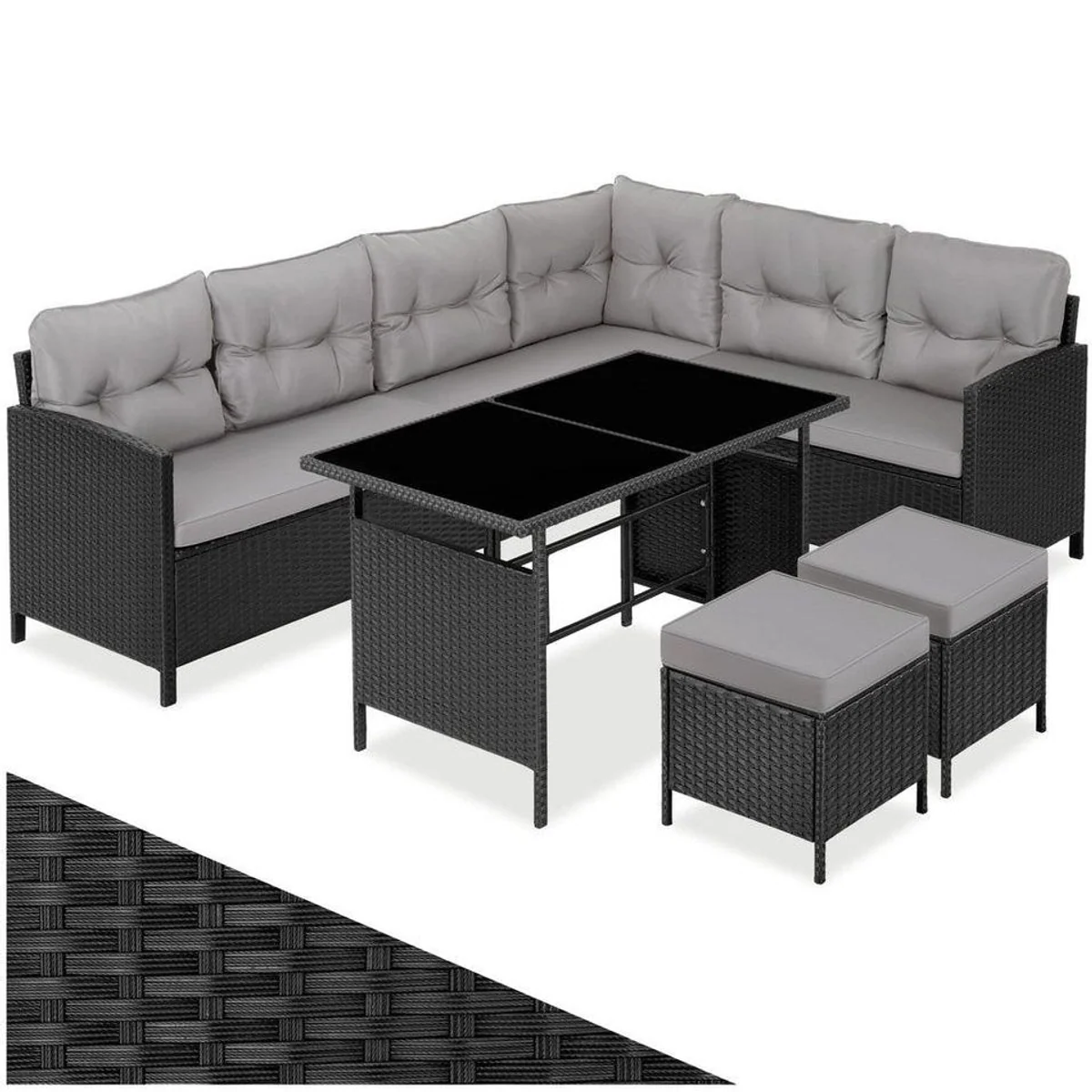 tectake Barletta Loungeset, für 6-8 Personen, wetterfest & vielseitig