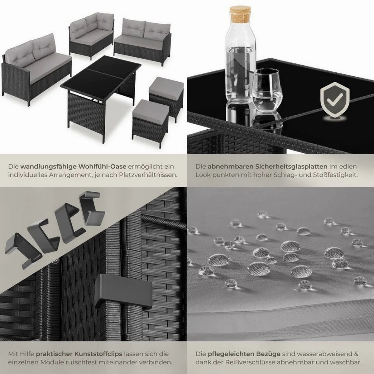 tectake Barletta Loungeset, für 6-8 Personen, wetterfest & vielseitig 5