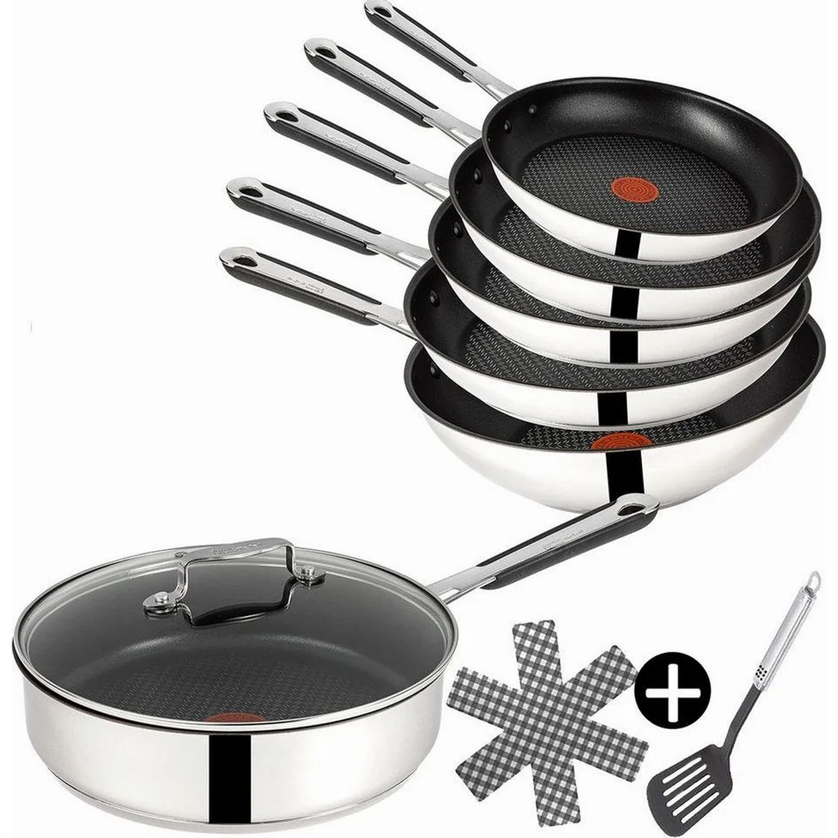 Tefal Jamie Oliver Pfannen-Set, 4-teilig - Edelstahl, Antihaftbeschichtung, hitzebeständig