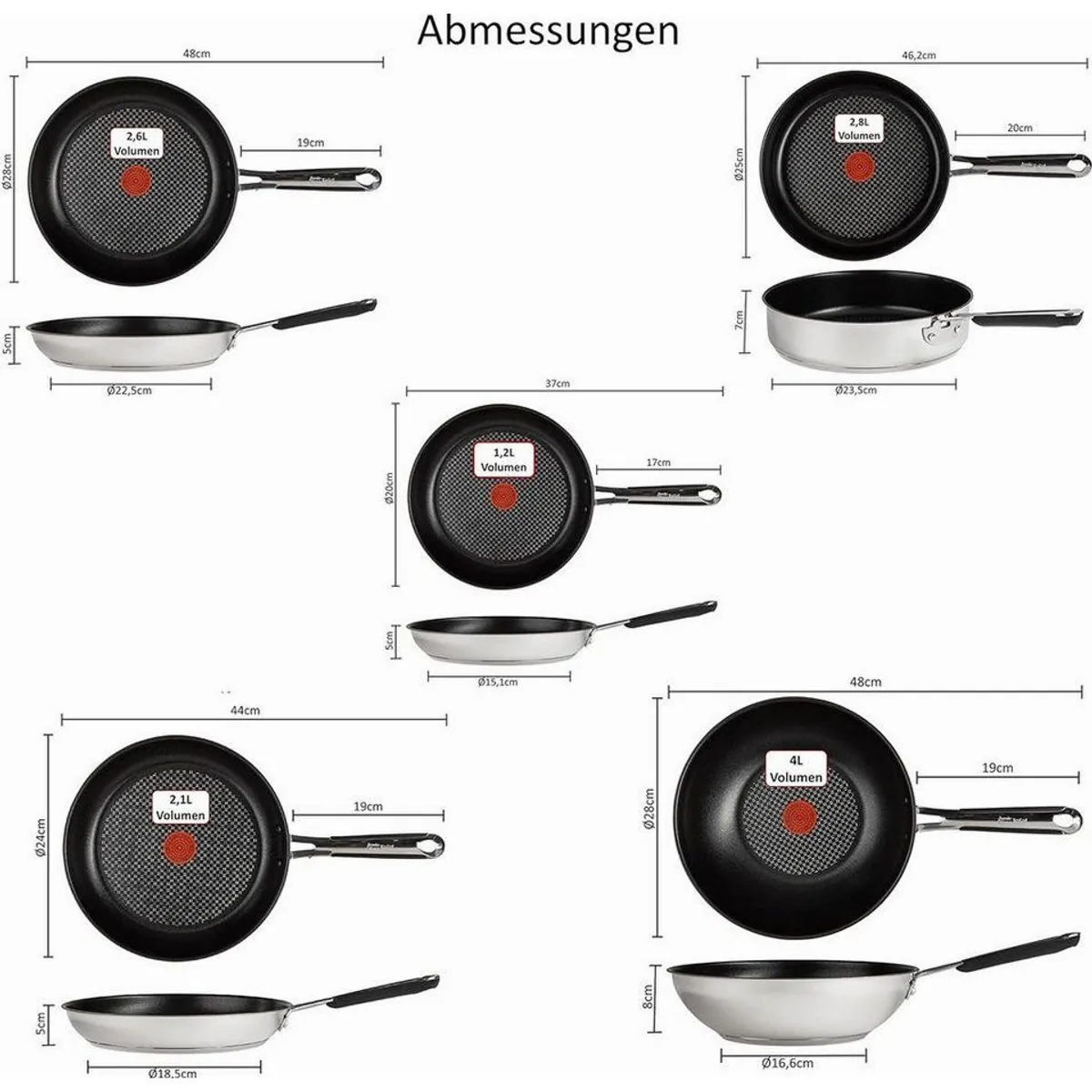 Tefal Jamie Oliver Pfannen-Set, 4-teilig - Edelstahl, Antihaftbeschichtung, hitzebeständig 3