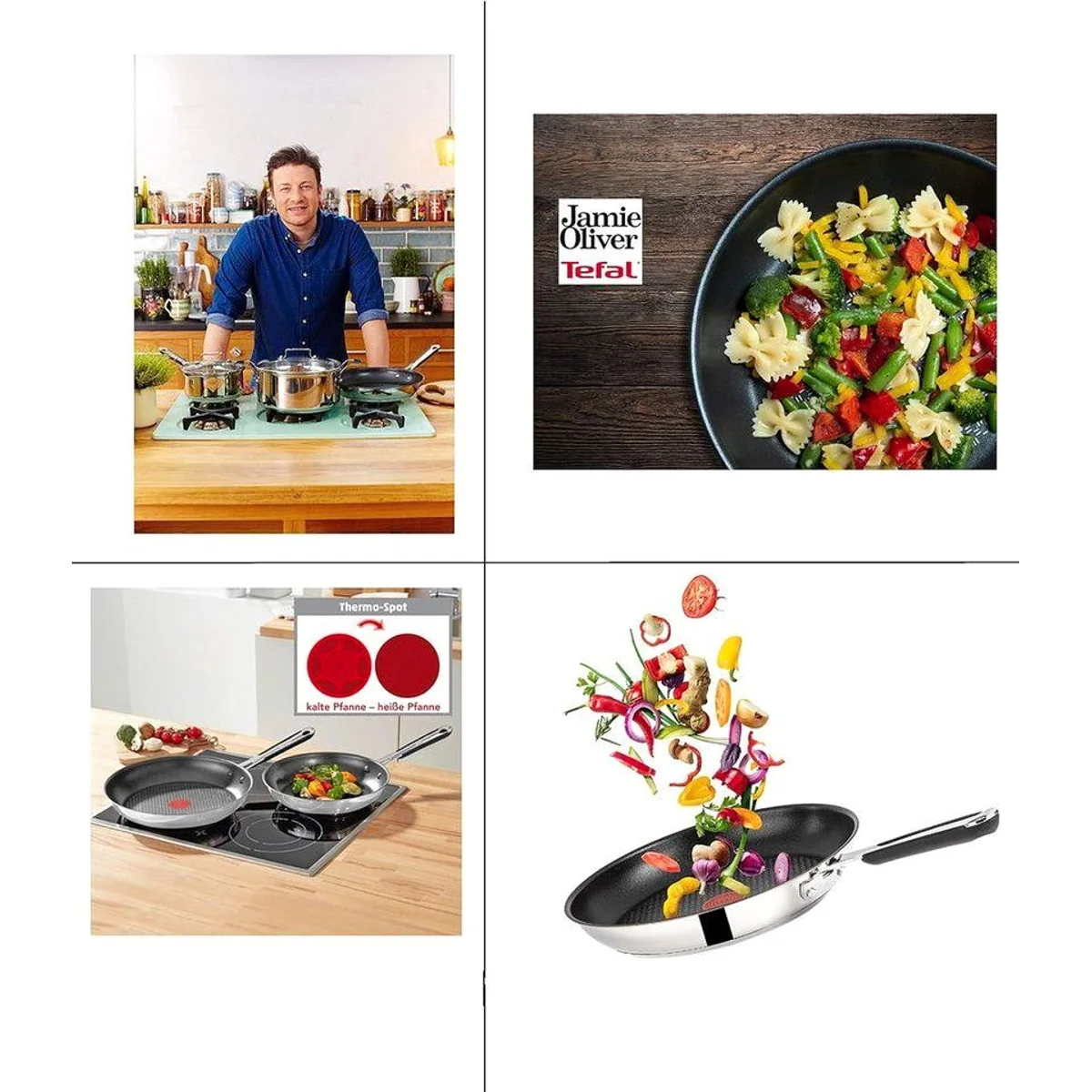 Tefal Jamie Oliver Pfannen-Set, 4-teilig - Edelstahl, Antihaftbeschichtung, hitzebeständig 5
