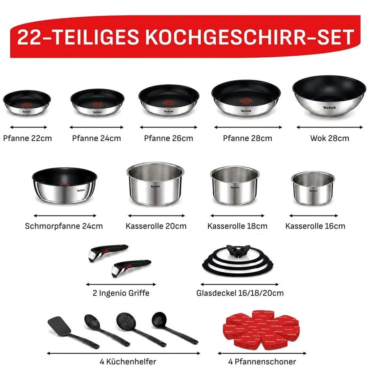 Tefal Ingenio Emotion Pfannen-Set, 22-teilig, vielseitig und platzsparend 4