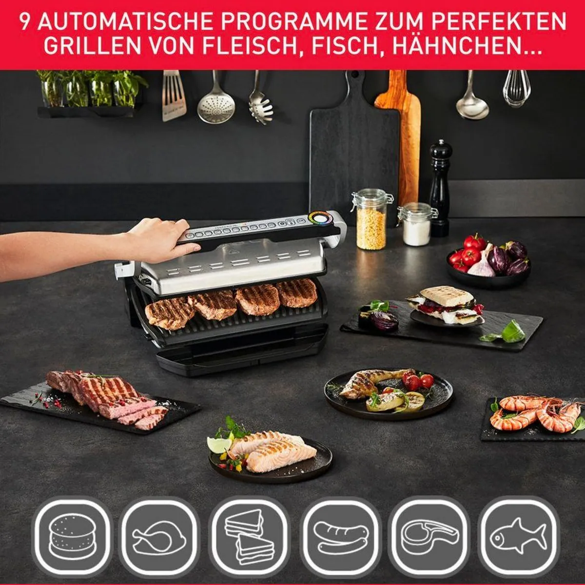 Tefal OptiGrill+ XL, 2000 W, 9 automatische Kochprogramme, manuelle Temperatureinstellung 4
