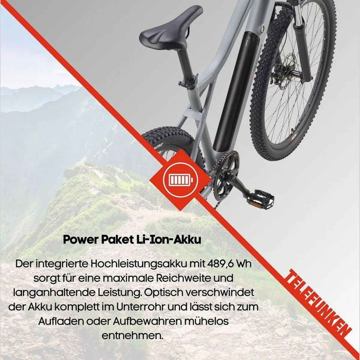 Telefunken MT922 E-Bike Mountainbike, kraftvoller Heckmotor, 29 Zoll Laufräder 5