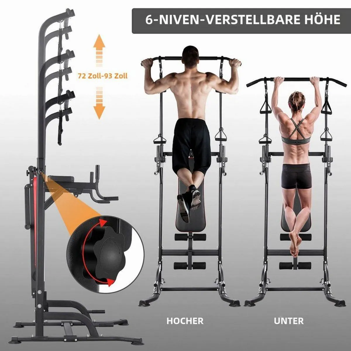 TLGREEN Kraftstation Multifunktional, klappbare Hantelbank, höhenverstellbar 181-234 cm 4