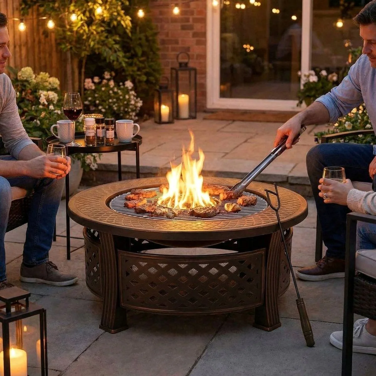 TLGREEN Feuerschale 3-in-1, multifunktional für Grillen & Heizen