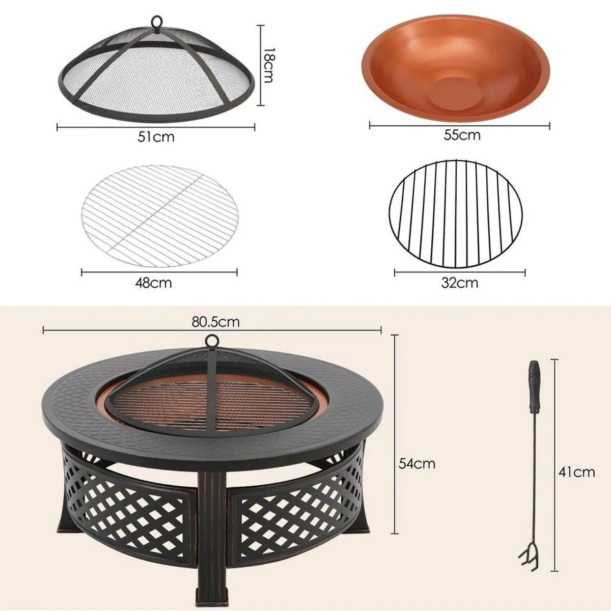 TLGREEN Feuerschale 3-in-1, multifunktional für Grillen & Heizen 2