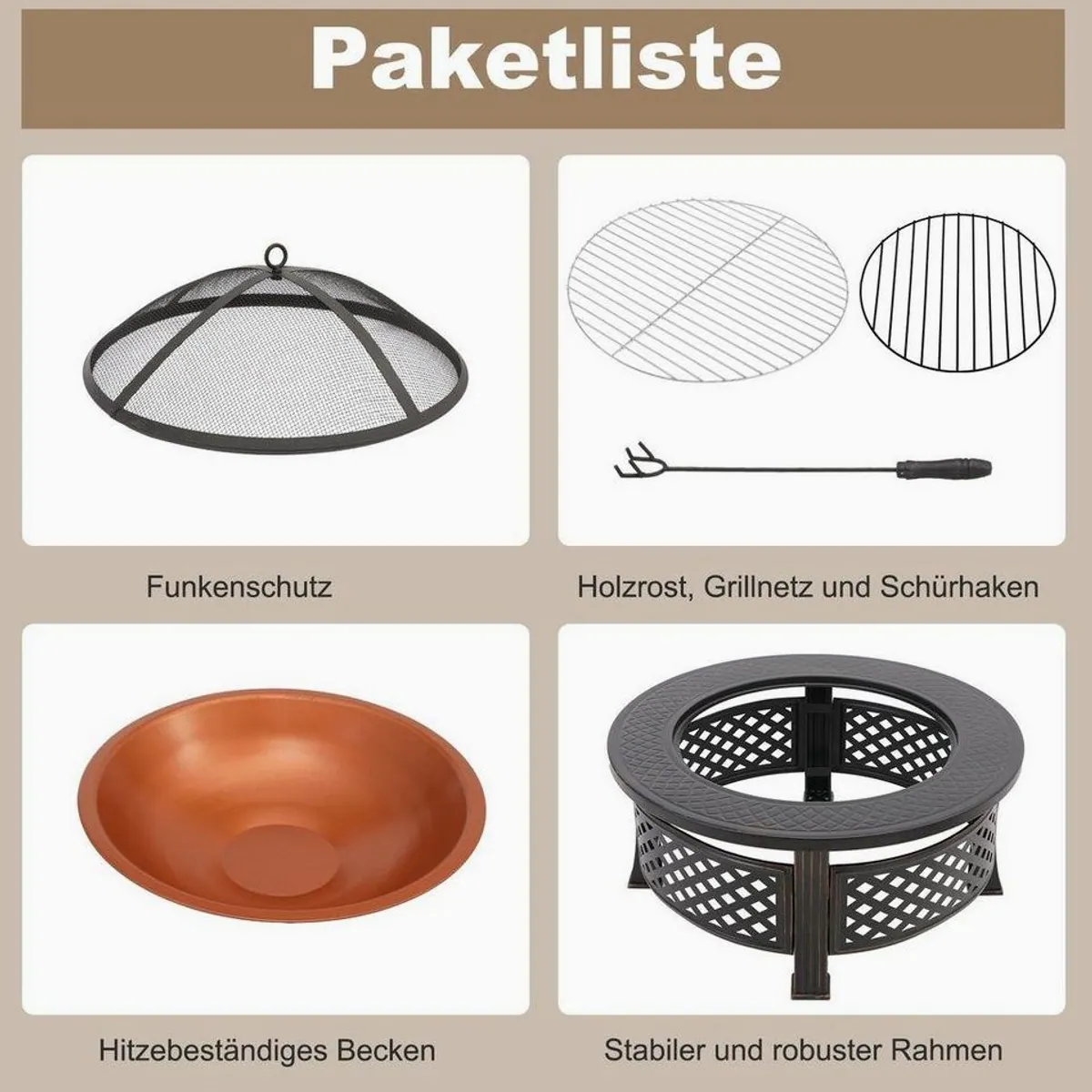 TLGREEN Feuerschale 3-in-1, multifunktional für Grillen & Heizen 3