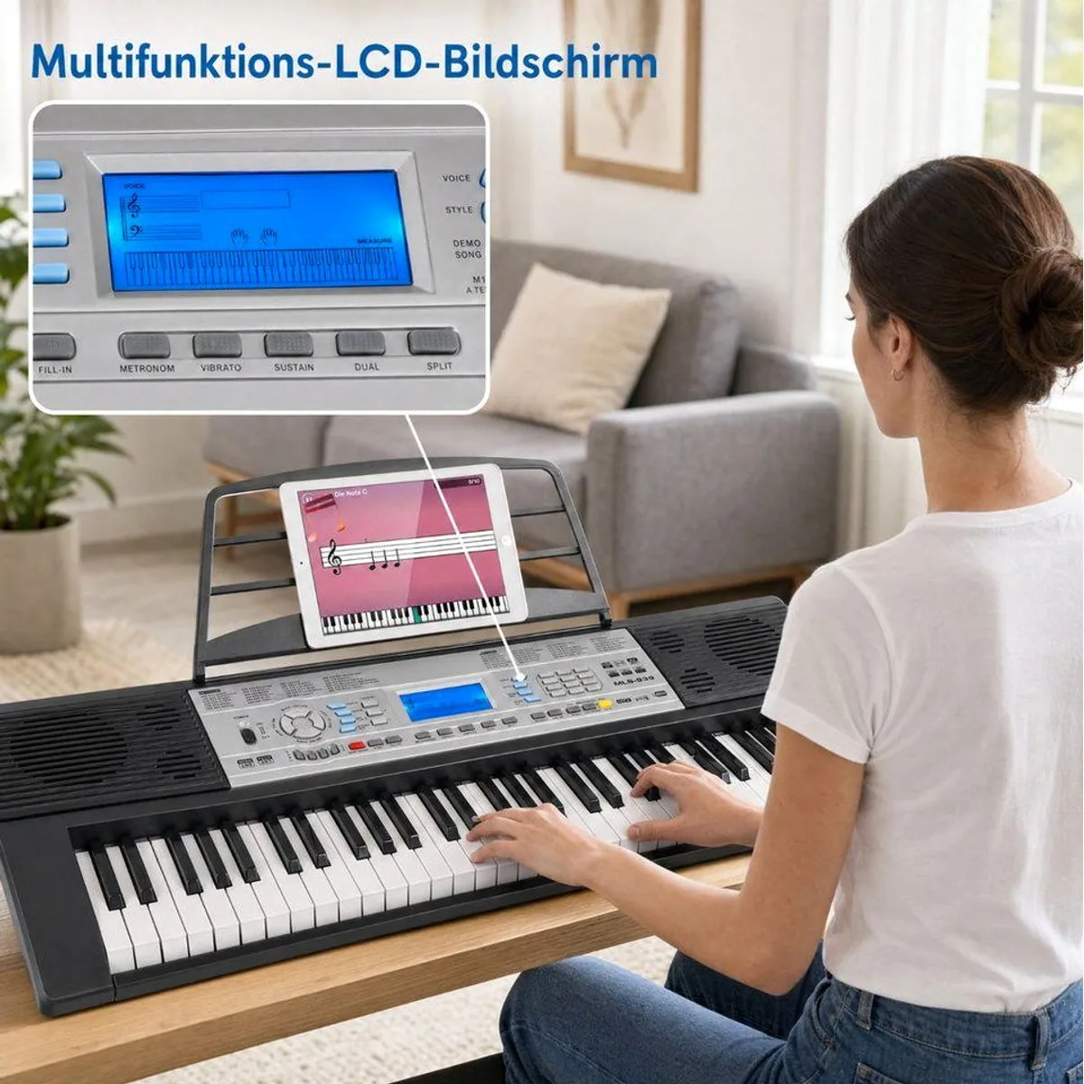TLGREEN Digitalpiano Keyboard 61 Tasten, 500 Voices, LCD Bildschirm — ideal für Anfänger 3