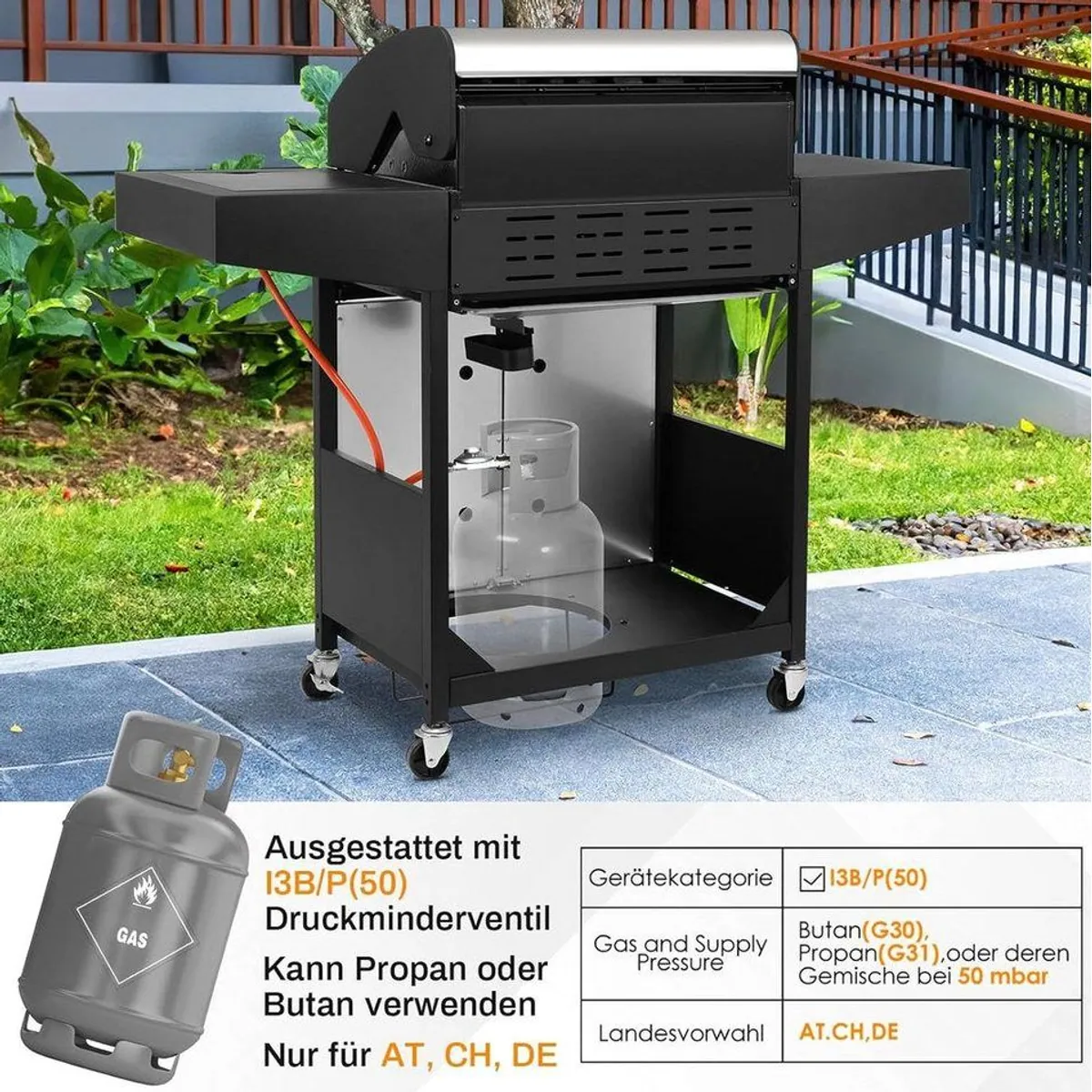 TLGREEN Gasgrill 4+1 Brenner, 15 kW Leistung, inkl. Seitenkochfeld 3