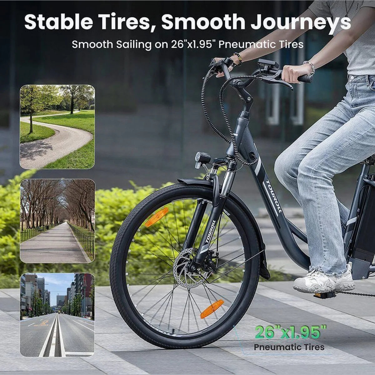 Touroll B1 E-Bike, 250 W Motor, 90 km Reichweite, 7-Gang Shimano — ideal für Pendler 5