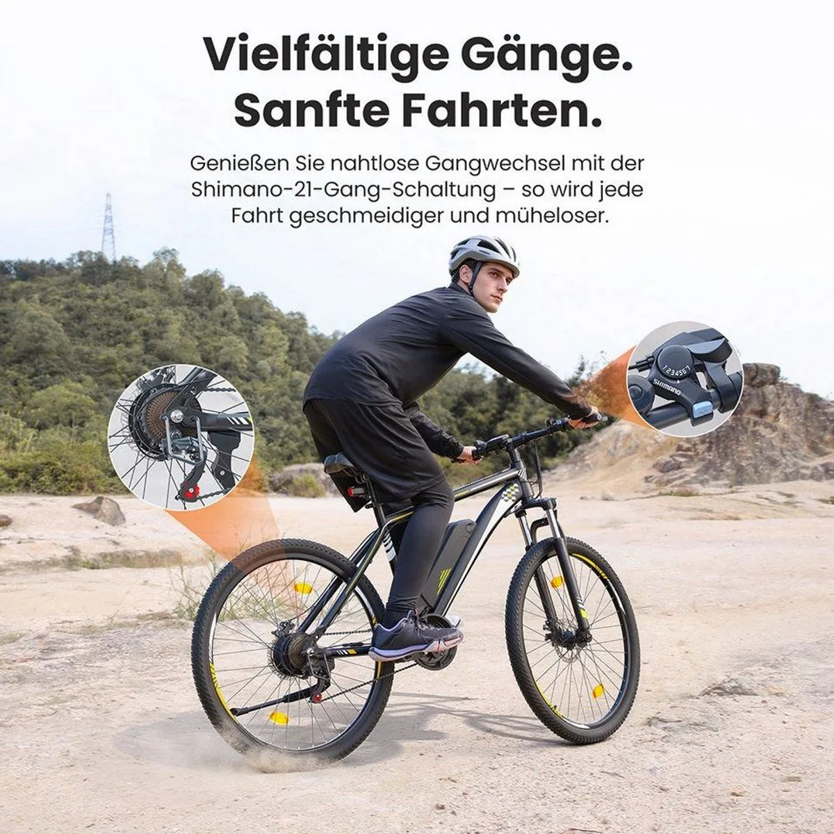 Touroll E-Bike U1 Trekkingrad, 250 W Motor, 468 Wh Akku, 21-Gang Shimano 4