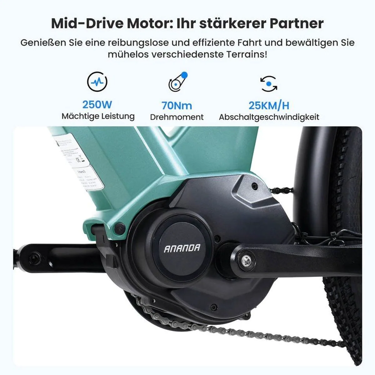 Touroll Urbano 3 E-Bike, 250W Mittelmotor, 7-Gang Shimano, 468 Wh Akku 3