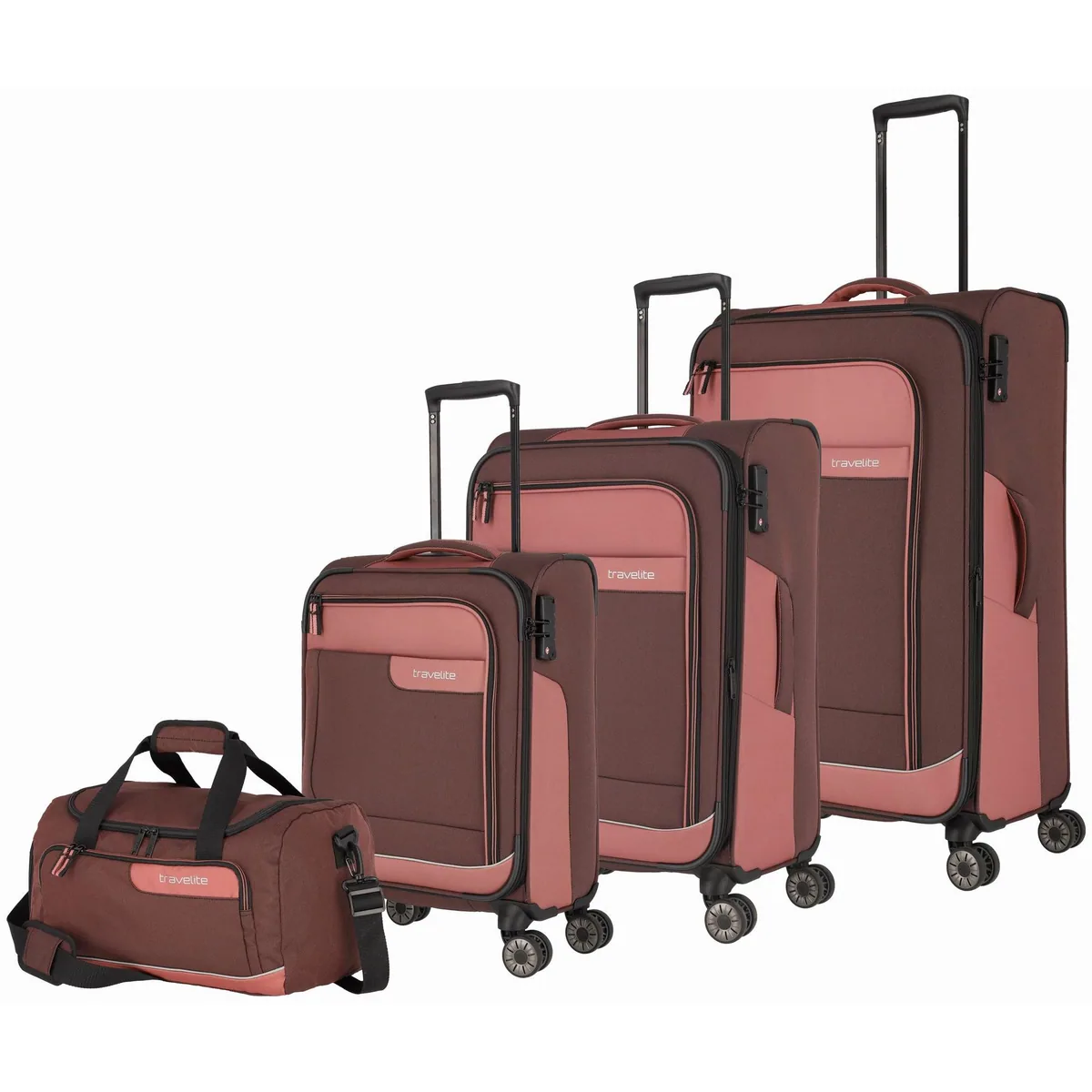 Travelite Trolleyset VIIA S/M/L und Reisetasche, 4 Rollen, vielseitig und praktisch