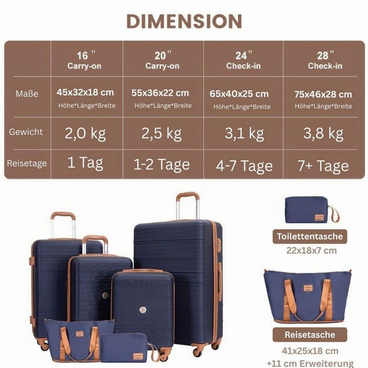 Travelhouse Trolleyset Bari, 6-teilig, aus robustem Polycarbonat-ABS 2