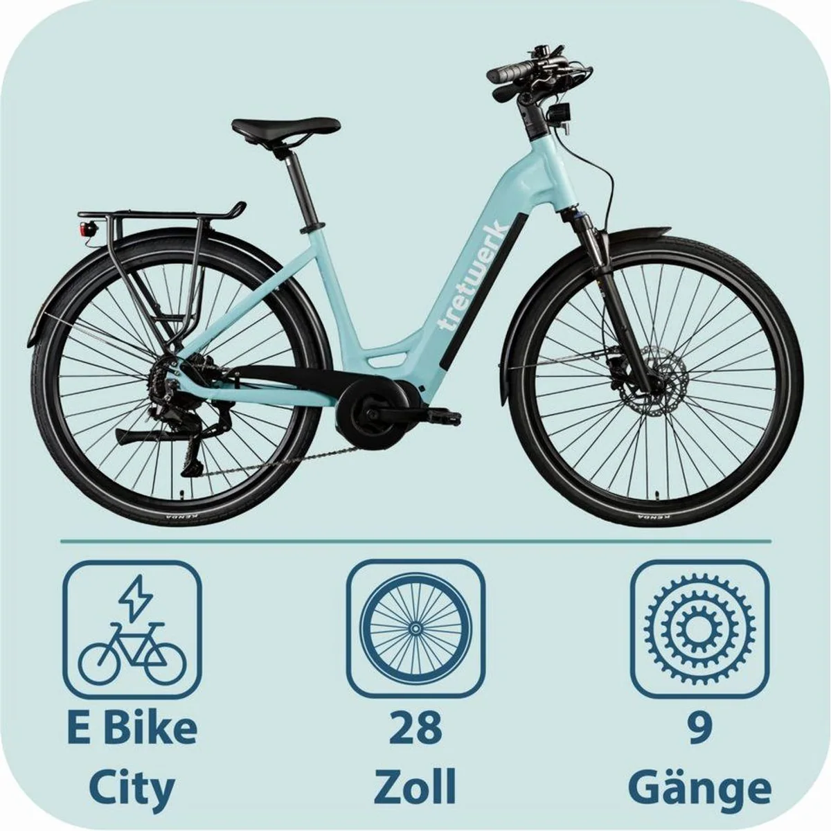 Tretwerk Amber E-Bike Cityrad, 9-Gang Shimano, 733 Wh Akku, Mittelmotor 5