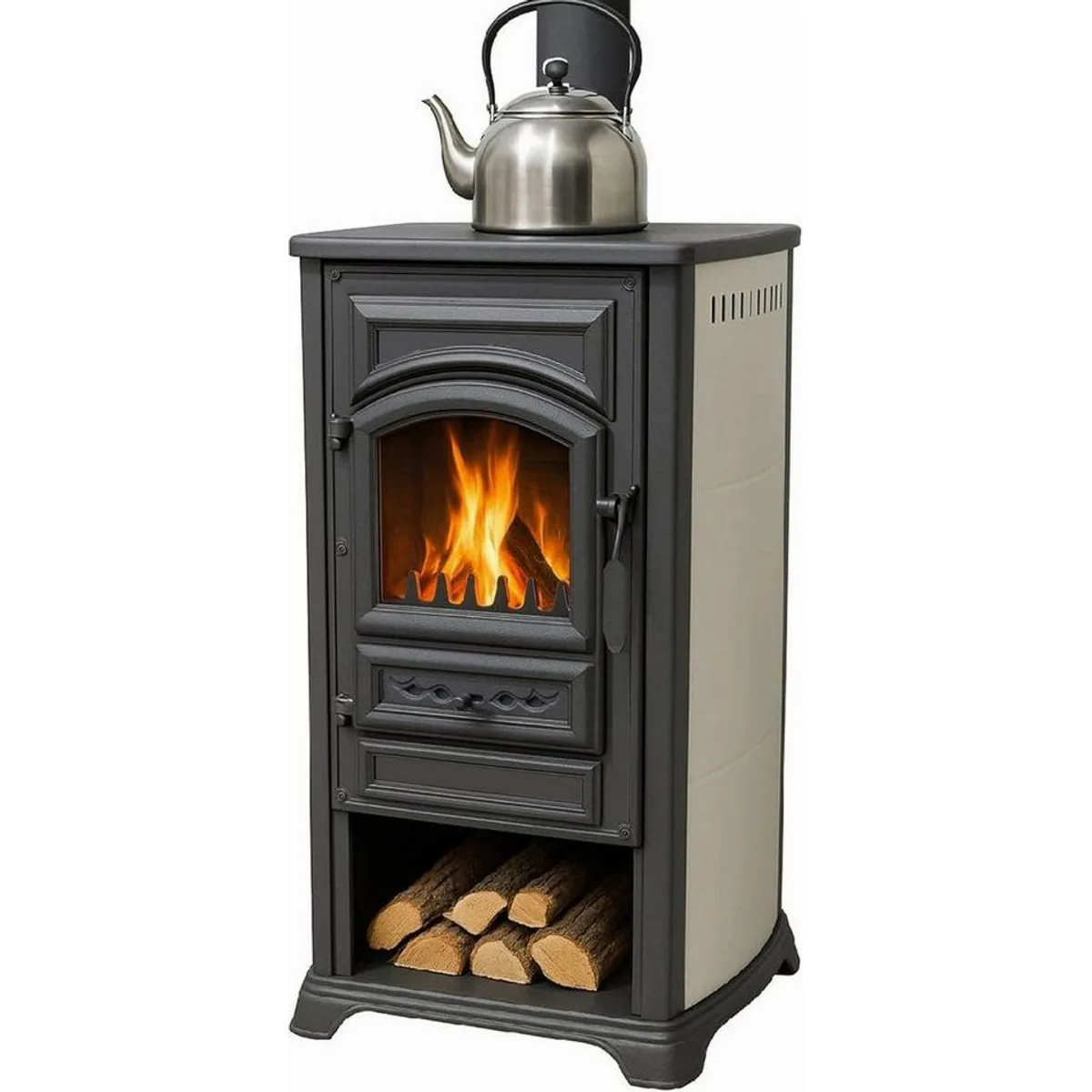 TRGO Kaminofen Forte mit Herdplatte, 5,4 kW, Gusseisen, hohe Effizienz