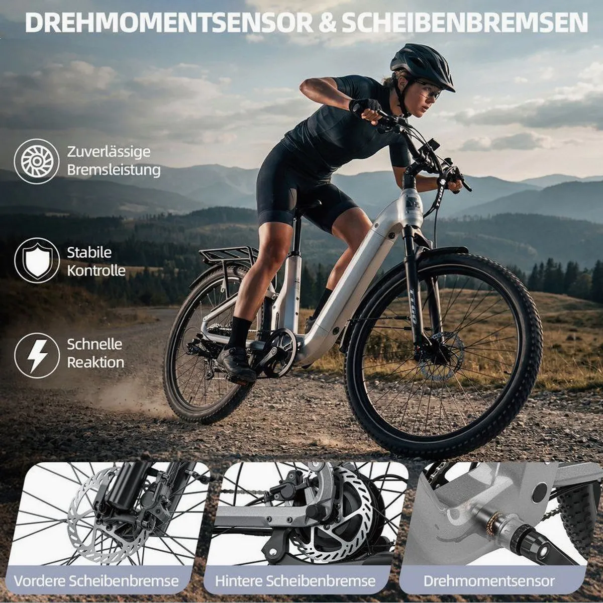TTGO E-Bike SUV, 28 Zoll, 720 Wh Akku, 70 Nm Heckmotor — Vollfederung, 7-Gang Shimano, bremslicht 3