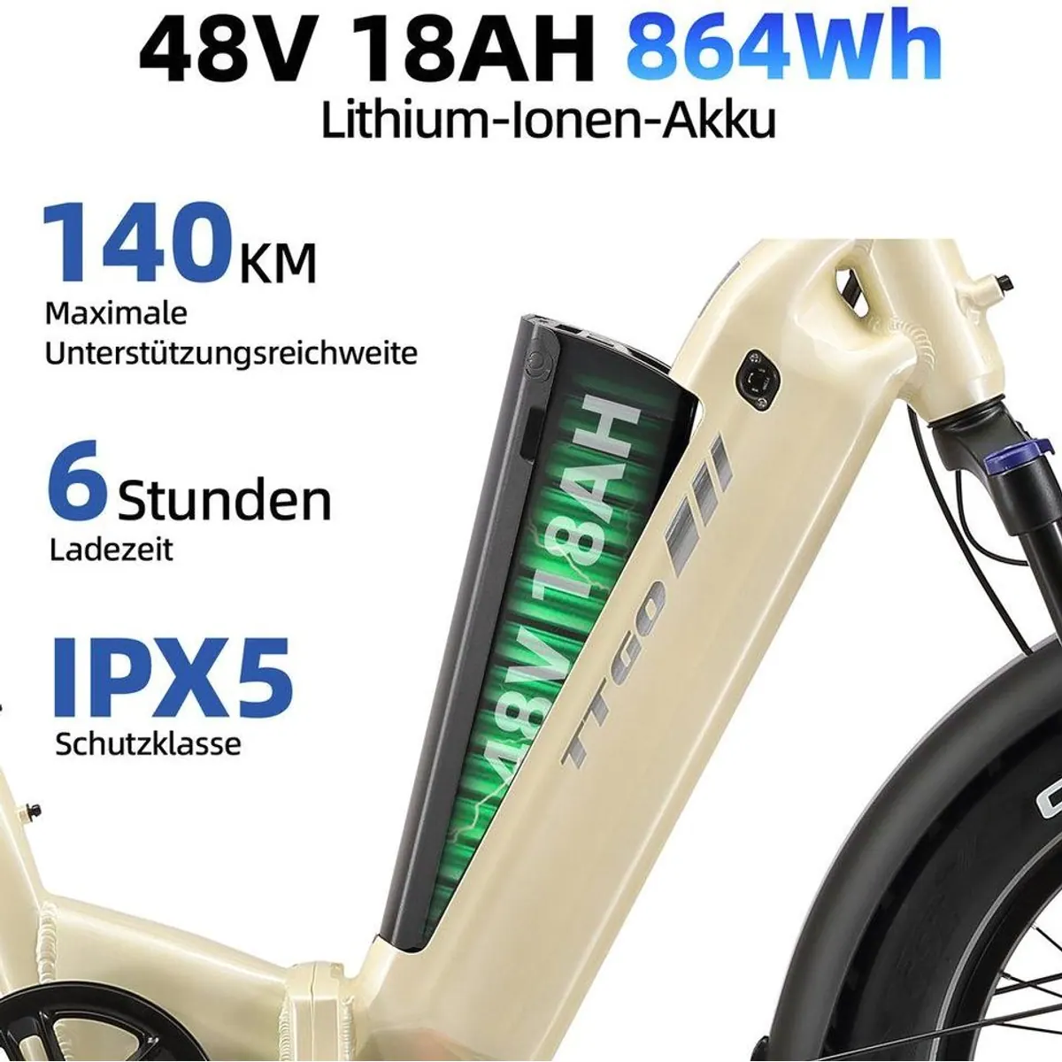 TTGO F6B Klapprad, 250W Hinterradmotor, 140km Reichweite, 7-Gang Shimano 4