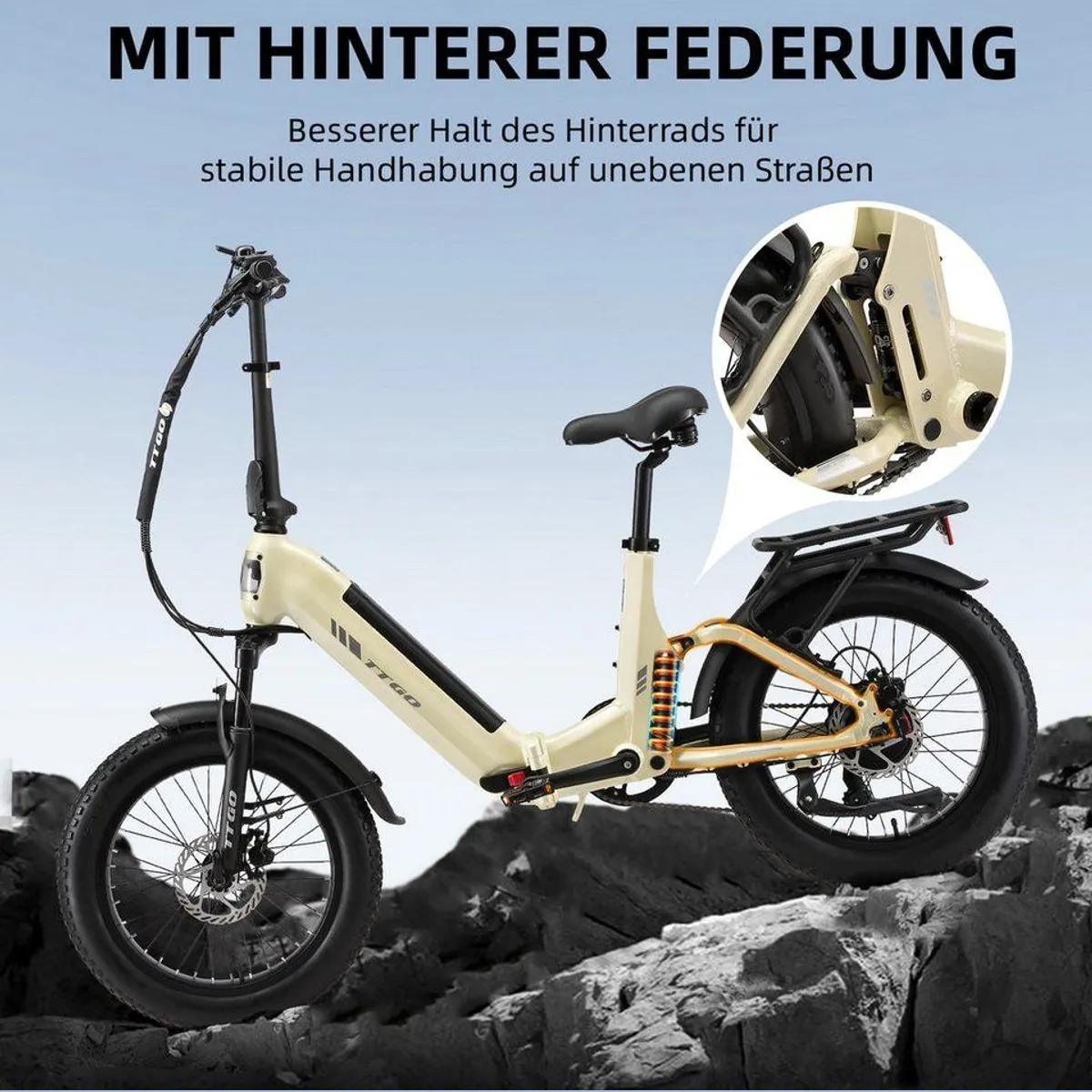 TTGO E-Bike Klapprad F7, 70Nm Motor, 120km Reichweite, 7-Gang Shimano 2