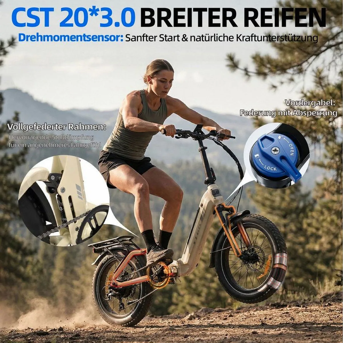 TTGO E-Bike Klapprad F7, 70Nm Motor, 120km Reichweite, 7-Gang Shimano 3
