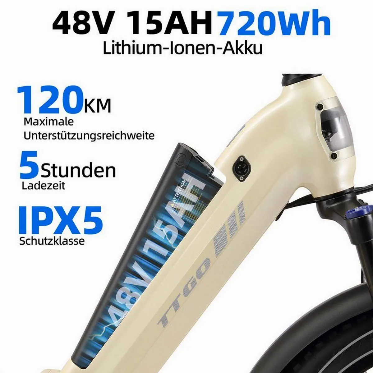 TTGO E-Bike Klapprad F7, 70Nm Motor, 120km Reichweite, 7-Gang Shimano 5