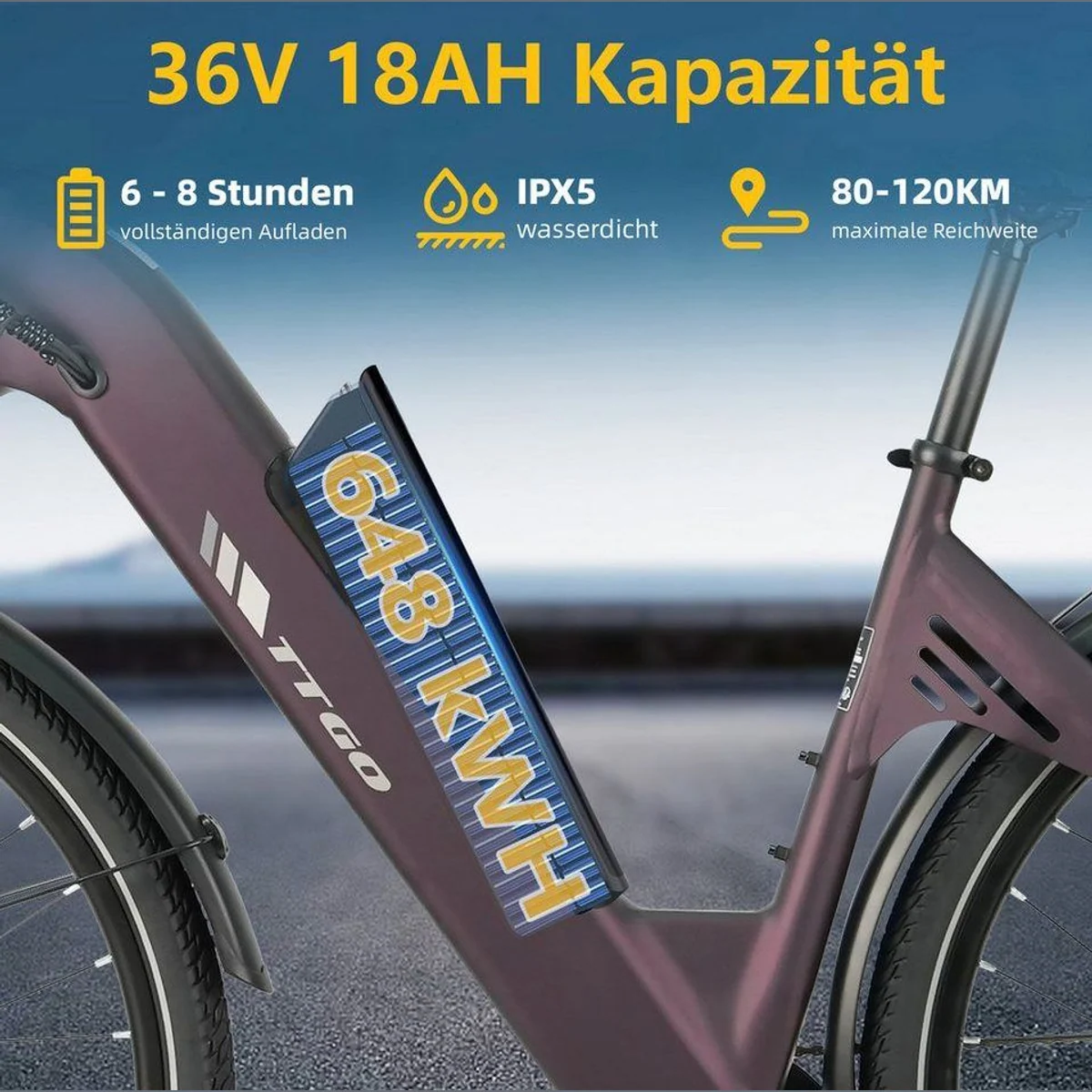 TTGO E-Bike Cityrad C3 SE, 120 km Reichweite, 7-Gang Shimano 4