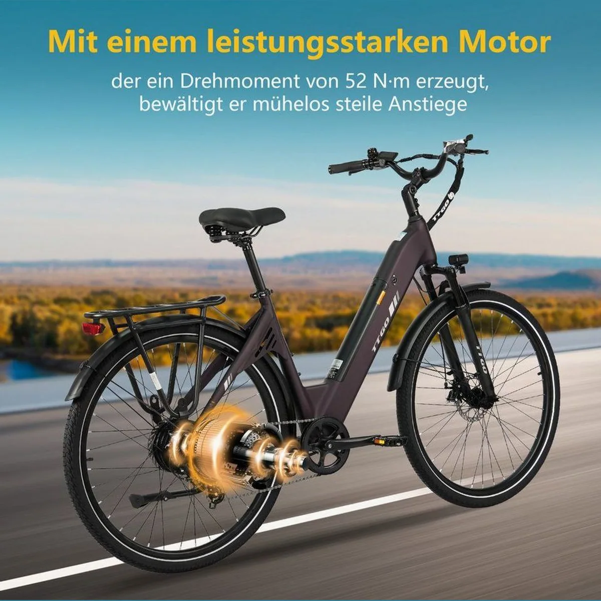 TTGO E-Bike Cityrad C3 SE, 120 km Reichweite, 7-Gang Shimano 5