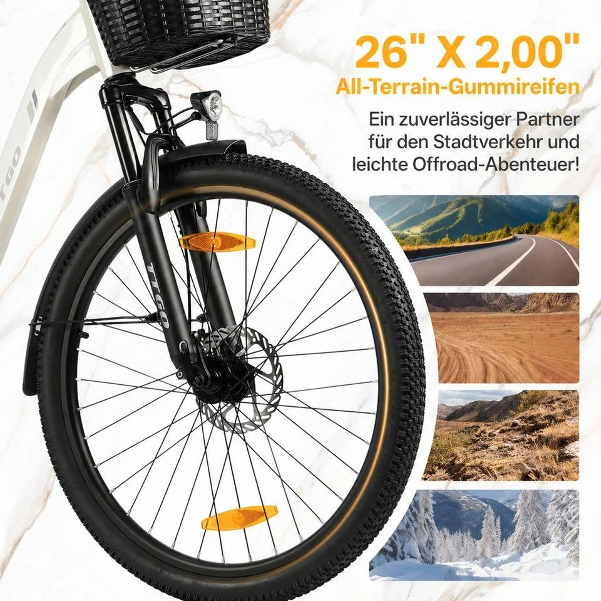 TTGO E-Bike Cityrad 26 Zoll, 80-120 km Reichweite, SHIMANO 7-Gang, Aluminiumrahmen 5
