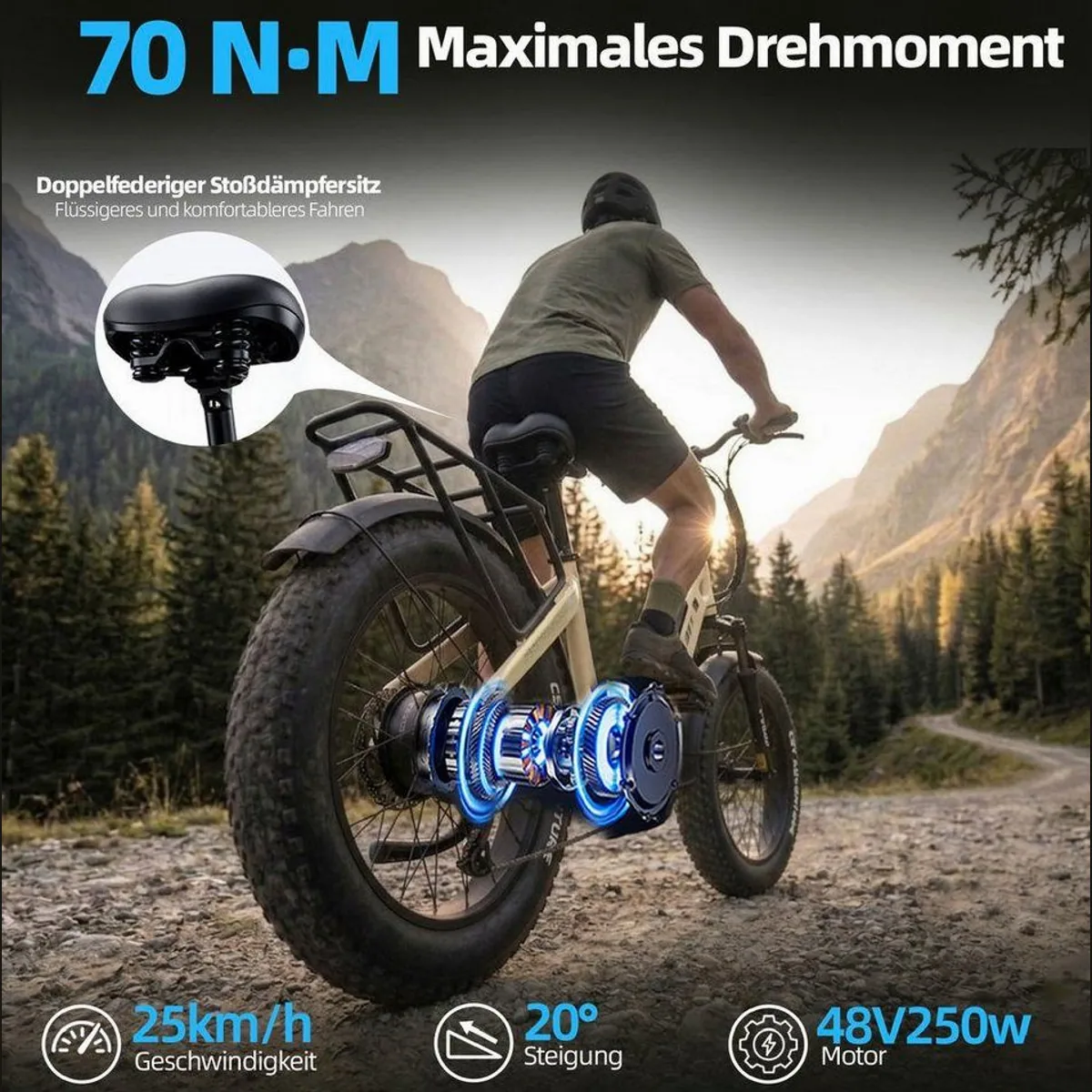 TTGO E-Bike Klapprad 20 Zoll, 70 Nm Drehmoment, 140 km Reichweite 3