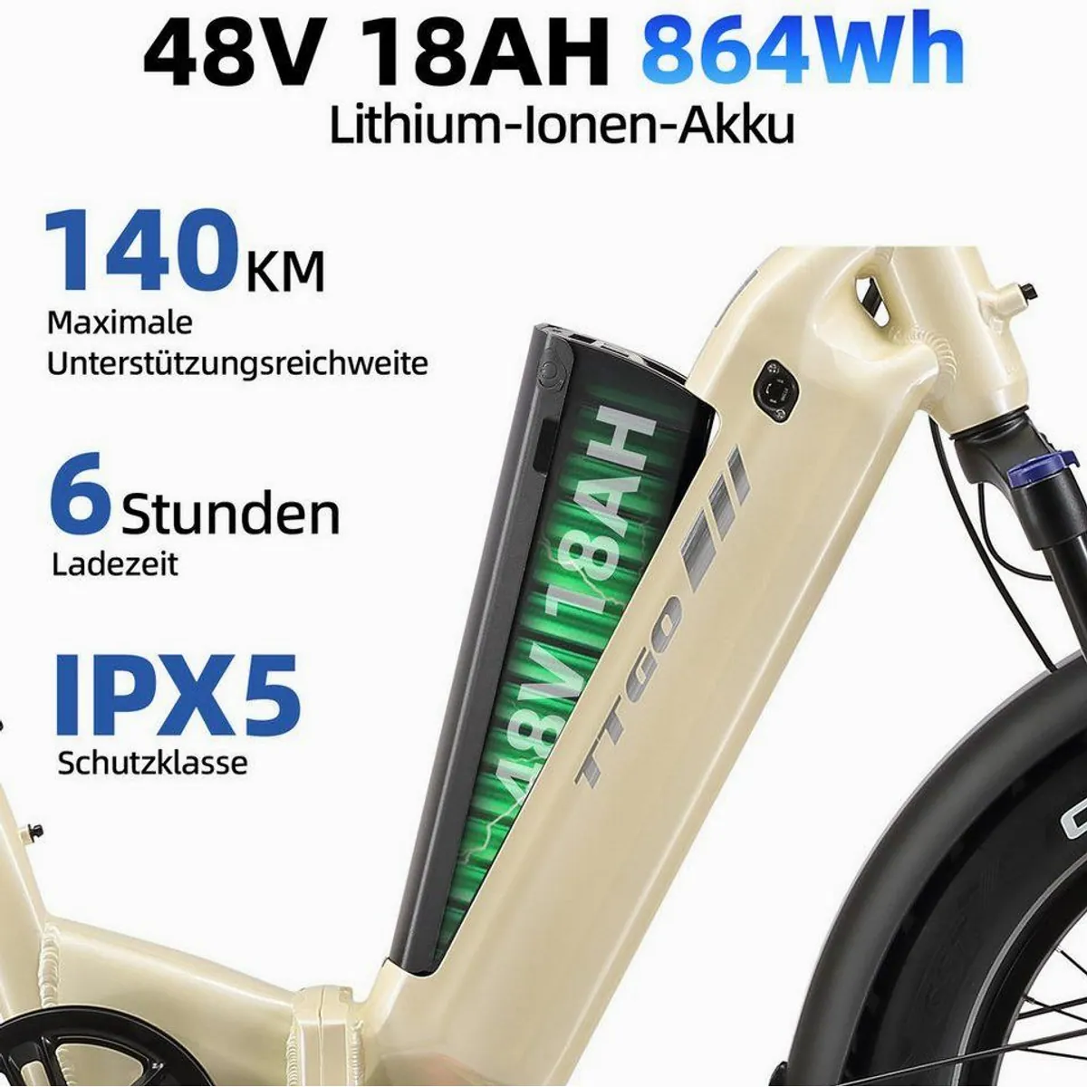 TTGO E-Bike Klapprad 20 Zoll, 70 Nm Drehmoment, 140 km Reichweite 4